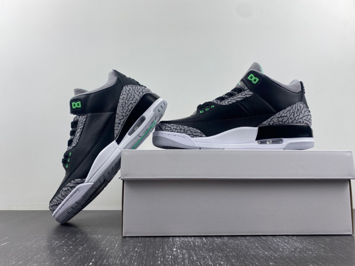 air jordan 3 "black/green glow" ct8532-031