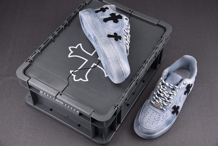 chrome hearts x nike air force 1 low 07 blue/black/white cw2288-111